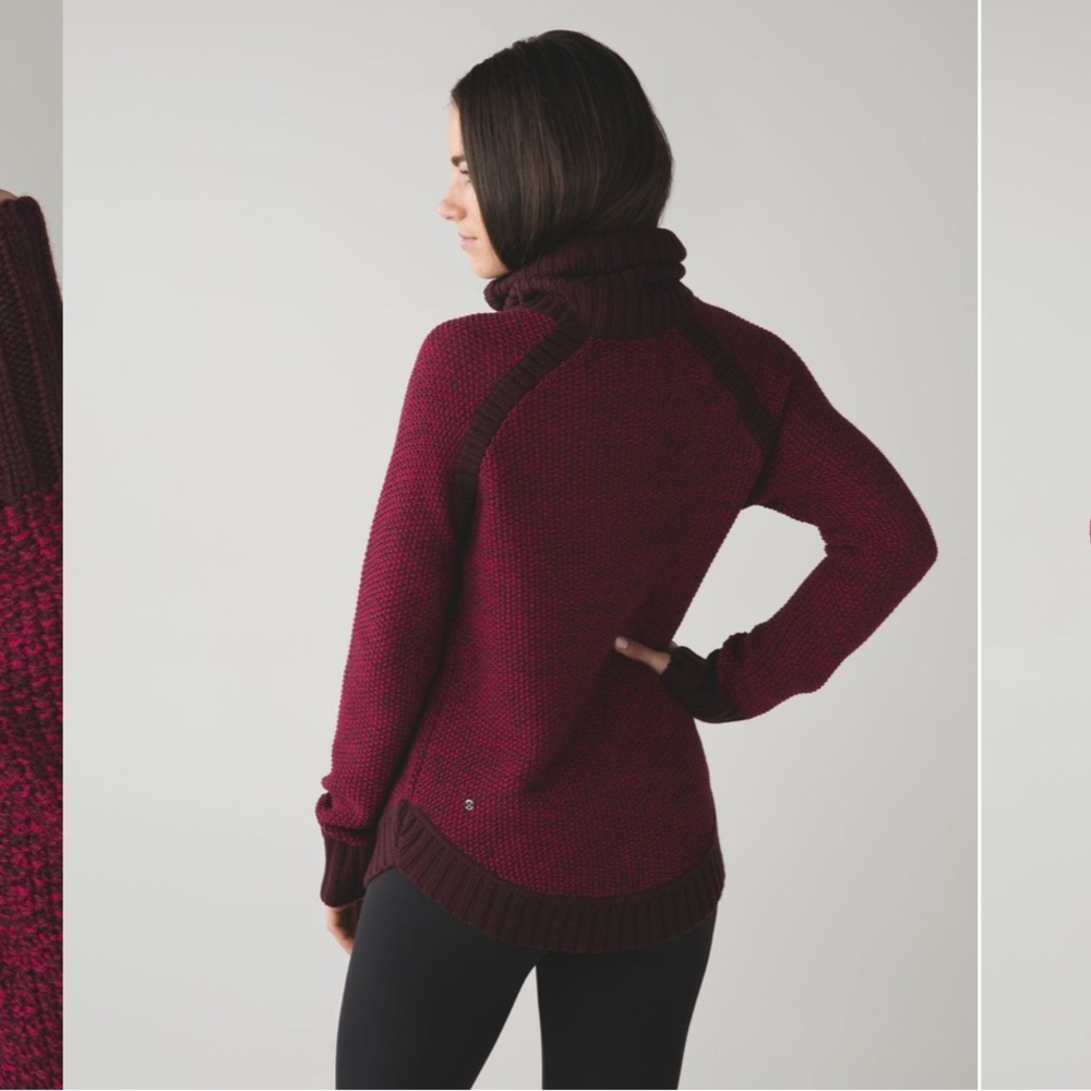 LULULEMON Passage To Prana Sweater Size 6 Berry Rumble Merino Wool